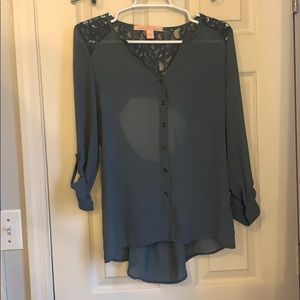 Slate long sleeve blouse